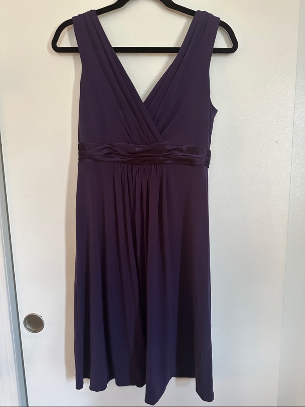David's Bridal Deep Purple V-Neck Dress